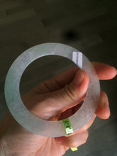 Load image into Gallery viewer, 55.8mm Certified Type A 100% Natural icy sunny green/white super thin style Jadeite bangle U59-0428
