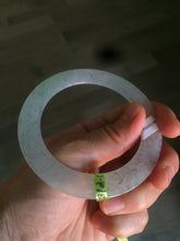 Load image into Gallery viewer, 55.8mm Certified Type A 100% Natural icy sunny green/white super thin style Jadeite bangle U59-0428
