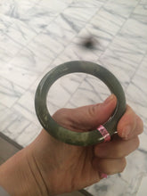 Load image into Gallery viewer, 57.4mm certified dark green/gray/ round cut Hetian nephrite jade bangle F69-6454
