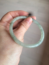 Load image into Gallery viewer, 57.3mm Certified type A 100% Natural icy light green/gray slim round cut Jadeite Jade bangle X112-2217
