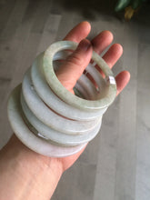Load image into Gallery viewer, 52-55mm Certified Type A 100% Natural light green/white flat style Jadeite bangle group S25
