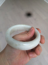 Load image into Gallery viewer, 59.4mm 100% Natural white/beige with black/brown flying dandelions Osmanthus fragrant cake chubby nephrite Hetian Jade bangle HT55
