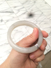 Load image into Gallery viewer, 58.5mm Certified Type A 100% Natural super icy gray/white nephrite Hetian Jade bangle HE39-2070
