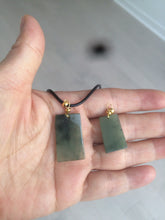 Load image into Gallery viewer, 100% natural icy watery dark green jadeite jade safe and sound couple pendant pair AF26
