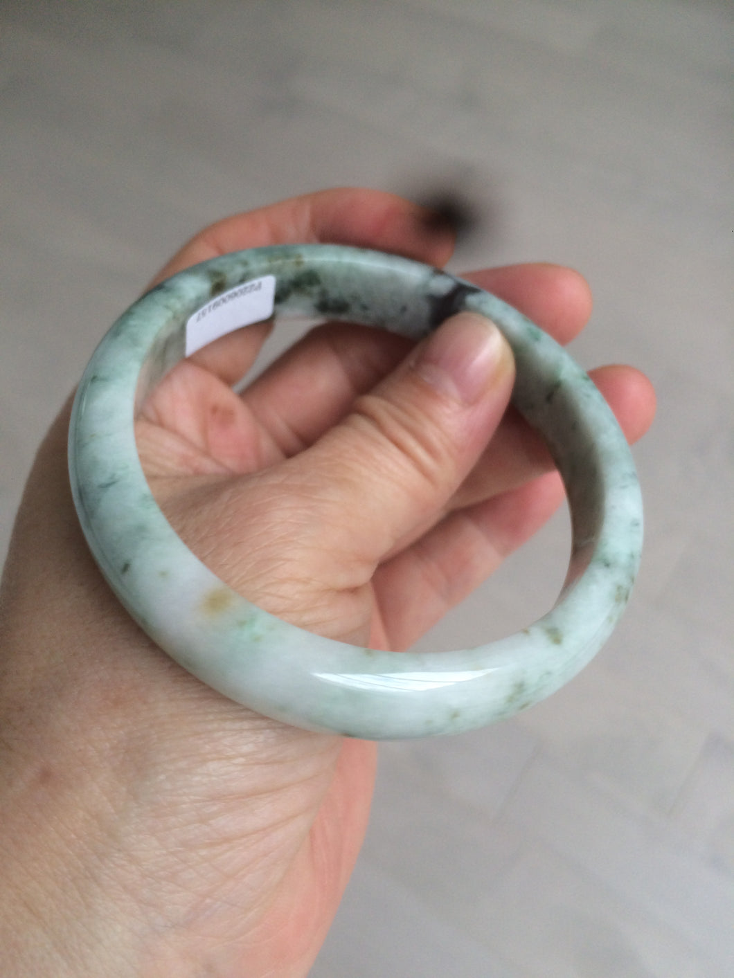 60.8mm Certified Type A 100% Natural green yellow small flowers Jadeite Jade bangle AQ35-9157