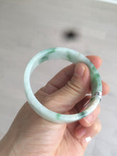 Load image into Gallery viewer, 52.6mm 100% natural Type A green/yellow/white with floating green flowers square jadeite jade bangle A85-8807
