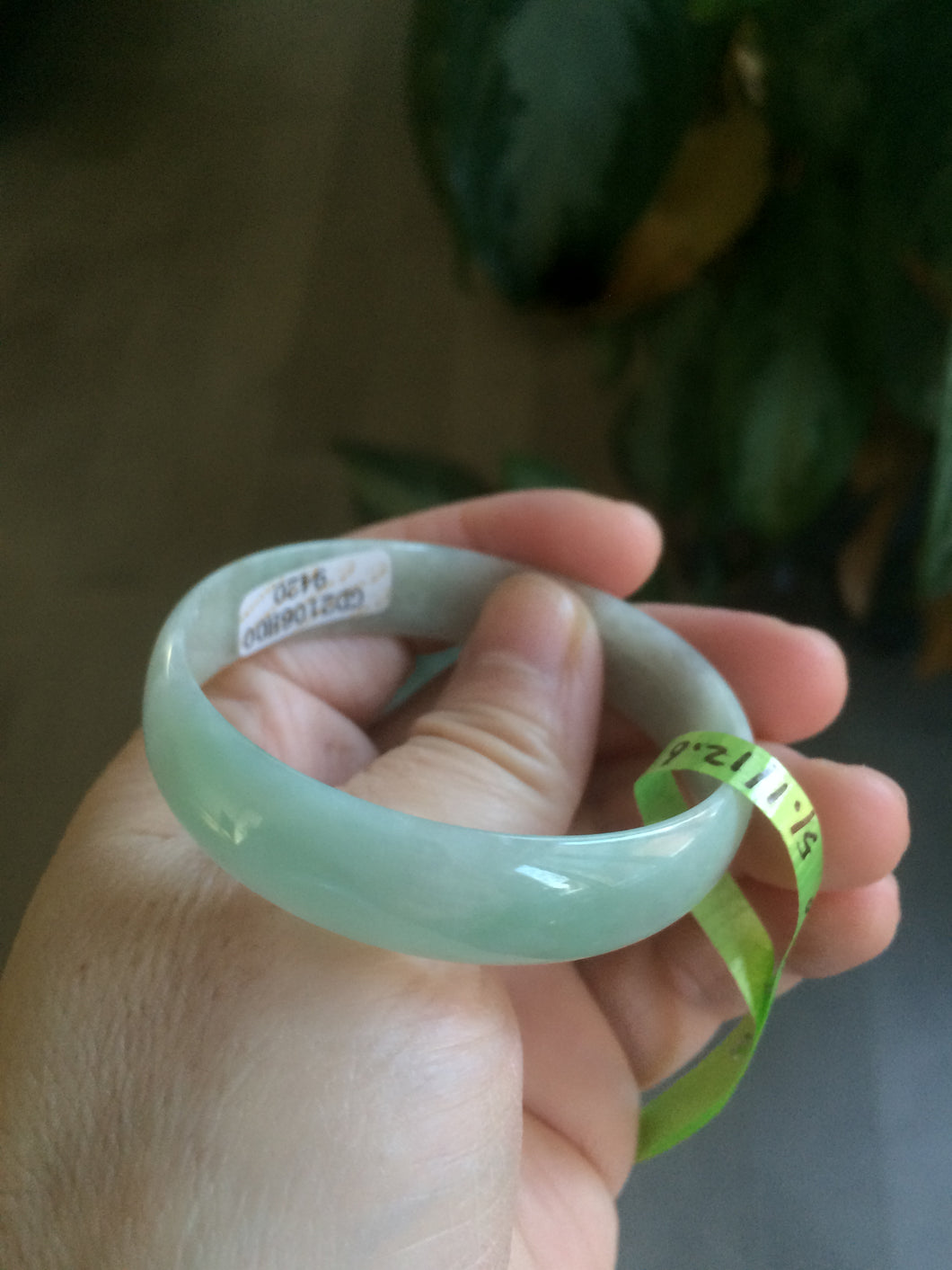 51.1mm certificated Type A 100% Natural light apple green thin Jadeite Jade bangle AE48-9420