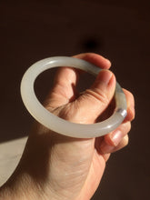 Load image into Gallery viewer, 57.7mm Certified 100% Natural icy white/gray/black slim round cut nephrite Hetian Jade bangle J33-0103
