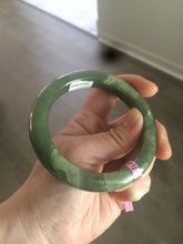 Load image into Gallery viewer, 57.4mm certified dark green/gray/ round cut Hetian nephrite jade bangle F69-6454
