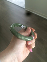 Load image into Gallery viewer, 57.4mm certified dark green/gray/ round cut Hetian nephrite jade bangle F69-6454
