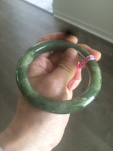 Load image into Gallery viewer, 57.4mm certified dark green/gray/ round cut Hetian nephrite jade bangle F69-6454
