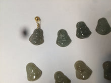 Load image into Gallery viewer, 100% Natural type A dark green/brown small happy buddha (拇指佛) jadeite Jade beads AF29
