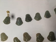 Load image into Gallery viewer, 100% Natural type A dark green/brown small happy buddha (拇指佛) jadeite Jade beads AF29
