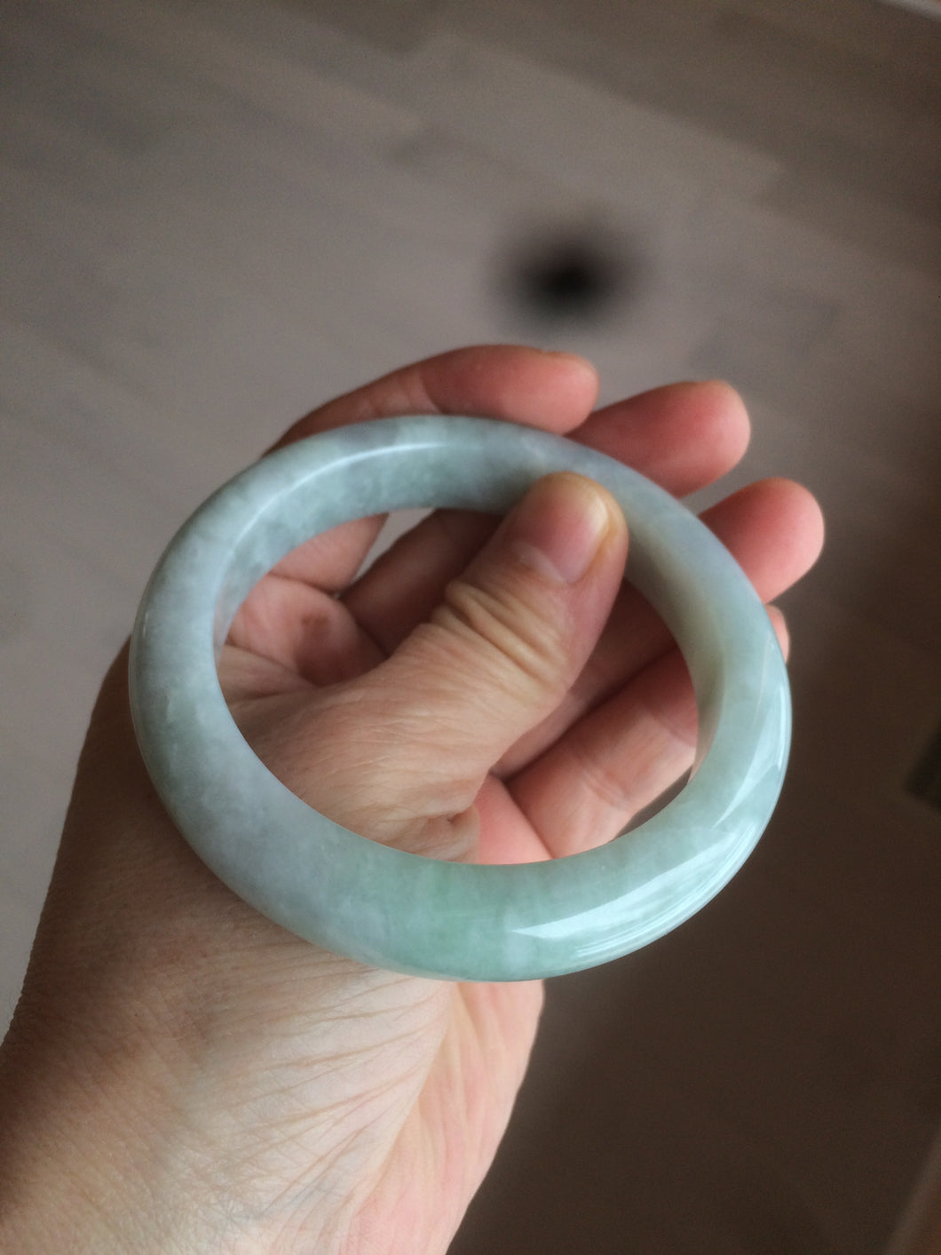55.7mm certified 100% natural green/white jadeite jade bangle AB89-2254