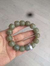 Load image into Gallery viewer, 100% Natural 13.8x13mm green/yellow/brown vintage style nephrite Hetian Jade bead man bracelet HF9
