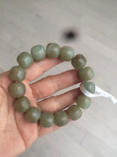 Load image into Gallery viewer, 100% Natural 13.8x13mm green/yellow/brown vintage style nephrite Hetian Jade bead man bracelet HF9
