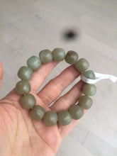 Load image into Gallery viewer, 100% Natural 13.8x13mm green/yellow/brown vintage style nephrite Hetian Jade bead man bracelet HF9
