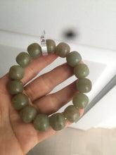 Load image into Gallery viewer, 100% Natural 13.8x13mm green/yellow/brown vintage style nephrite Hetian Jade bead man bracelet HF9
