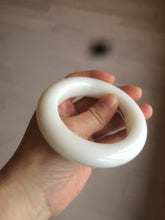 Load image into Gallery viewer, 54.5mm certified 100% Natural White/beige chubby Hetian nephrite Jade bangle HF10-6399 卖了
