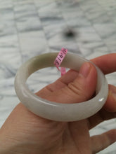 Load image into Gallery viewer, 47.5mm Certified Type A 100% Natural icy light green/white oval Jadeite Jade bangle Q61-6673
