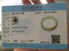 Load image into Gallery viewer, 47.5mm Certified Type A 100% Natural icy light green/white oval Jadeite Jade bangle Q61-6673
