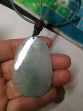 Load image into Gallery viewer, 100% natural light green/white Guanyin (降魔观音)jadeite jade necklace AF36
