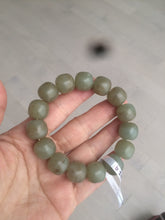 Load image into Gallery viewer, 100% Natural 13.8x13mm green/yellow/brown vintage style nephrite Hetian Jade bead man bracelet HF9
