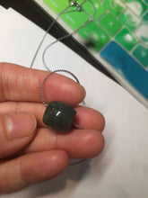 Load image into Gallery viewer, 卖完了 12.1mm Type A 100% Natural dark green/black Jadeite Jade LuluTong (Every road is smooth) pendant AF39
