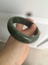 Load image into Gallery viewer, 60.5mm 100% Natural dark green/black nephrite Hetian Jade(碧玉)  bangle HF17
