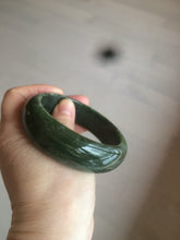 Load image into Gallery viewer, 60.5mm 100% Natural dark green/black nephrite Hetian Jade(碧玉)  bangle HF17
