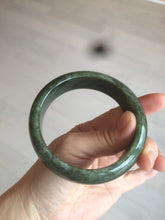 Load image into Gallery viewer, 60.5mm 100% Natural dark green/black nephrite Hetian Jade(碧玉)  bangle HF17
