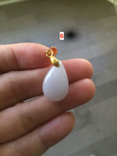 Load image into Gallery viewer, 100% natural icy watery green/white/purple type A jadeite jade water drop pendant necklace group AT78

