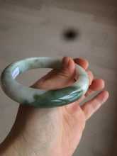 Load image into Gallery viewer, 61.7mm certified 100% natural type A sunny green/dark green/white chubby jadeite jade bangle D79-0673
