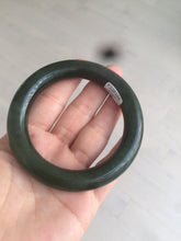 Load image into Gallery viewer, 57.5mm certified 100% Natural dark green/black chubby round cut Hetian nephrite Jade bangle HT39-0122
