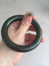 Load image into Gallery viewer, 57.5mm certified 100% Natural dark green/black chubby round cut Hetian nephrite Jade bangle HT39-0122
