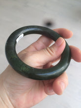 Load image into Gallery viewer, 57.5mm certified 100% Natural dark green/black chubby round cut Hetian nephrite Jade bangle HT39-0122
