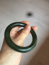 Load image into Gallery viewer, 57.5mm certified 100% Natural dark green/black chubby round cut Hetian nephrite Jade bangle HT39-0122
