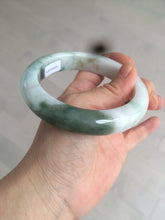 Load image into Gallery viewer, 61.7mm certified 100% natural type A sunny green/dark green/white chubby jadeite jade bangle D79-0673
