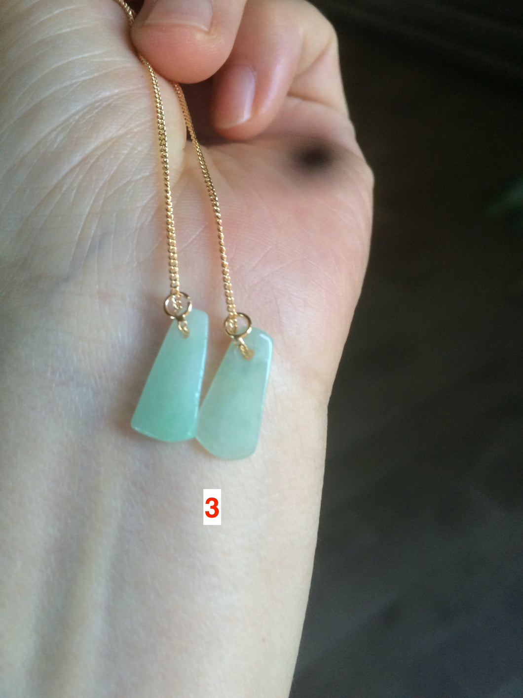 100% Natural icy sunny green/purple safe and sound dangling jadeite Jade earring AT72 (Add on item. No sale individually)