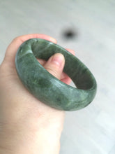 Load image into Gallery viewer, 59.2mm 100% Natural dark green/black nephrite Hetian Jade(碧玉)  bangle HF18
