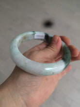 Load image into Gallery viewer, 61.7mm certified 100% natural type A sunny green/dark green/white chubby jadeite jade bangle D79-0673
