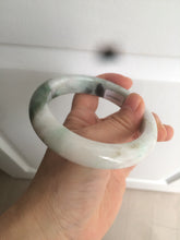 Load image into Gallery viewer, 61.7mm certified 100% natural type A sunny green/dark green/white chubby jadeite jade bangle D79-0673
