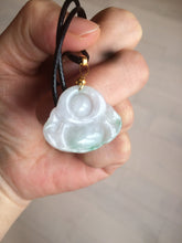 Load image into Gallery viewer, Certified 100% Natural sunny green/white/light purple happy buddha jadeite Jade pendant necklace X110-3-7354
