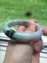 Load image into Gallery viewer, 55.2mm certified type A 100% Natural sunny green/purple/gray jadeite jade bangle A22-0106
