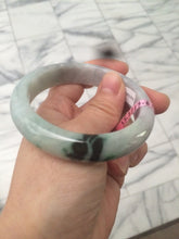 Load image into Gallery viewer, 55.2mm certified type A 100% Natural sunny green/purple/gray jadeite jade bangle A22-0106
