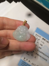 Load image into Gallery viewer, Certified 100% Natural light green/white happy buddha jadeite Jade pendant necklace X110-4-7361
