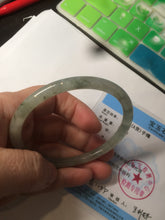 Load image into Gallery viewer, 57.3mm Certified type A 100% Natural icy light green/gray slim round cut Jadeite Jade bangle X112-2217
