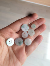 Load image into Gallery viewer, 7 pieces of type A 100% Natural sunny green white Jadeite Jade blouse buttons beads AF45
