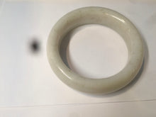 Load image into Gallery viewer, 59.4mm 100% Natural white/beige with black/brown flying dandelions Osmanthus fragrant cake chubby nephrite Hetian Jade bangle HT55
