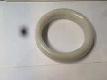 Load image into Gallery viewer, 59.4mm 100% Natural white/beige with black/brown flying dandelions Osmanthus fragrant cake chubby nephrite Hetian Jade bangle HT55
